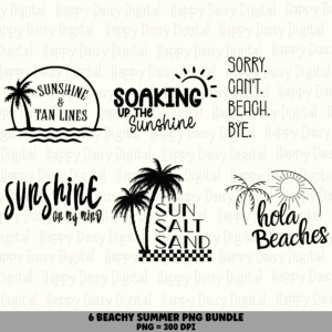 6 Beach Graphic PNG SVG Bundle Beach Sayings