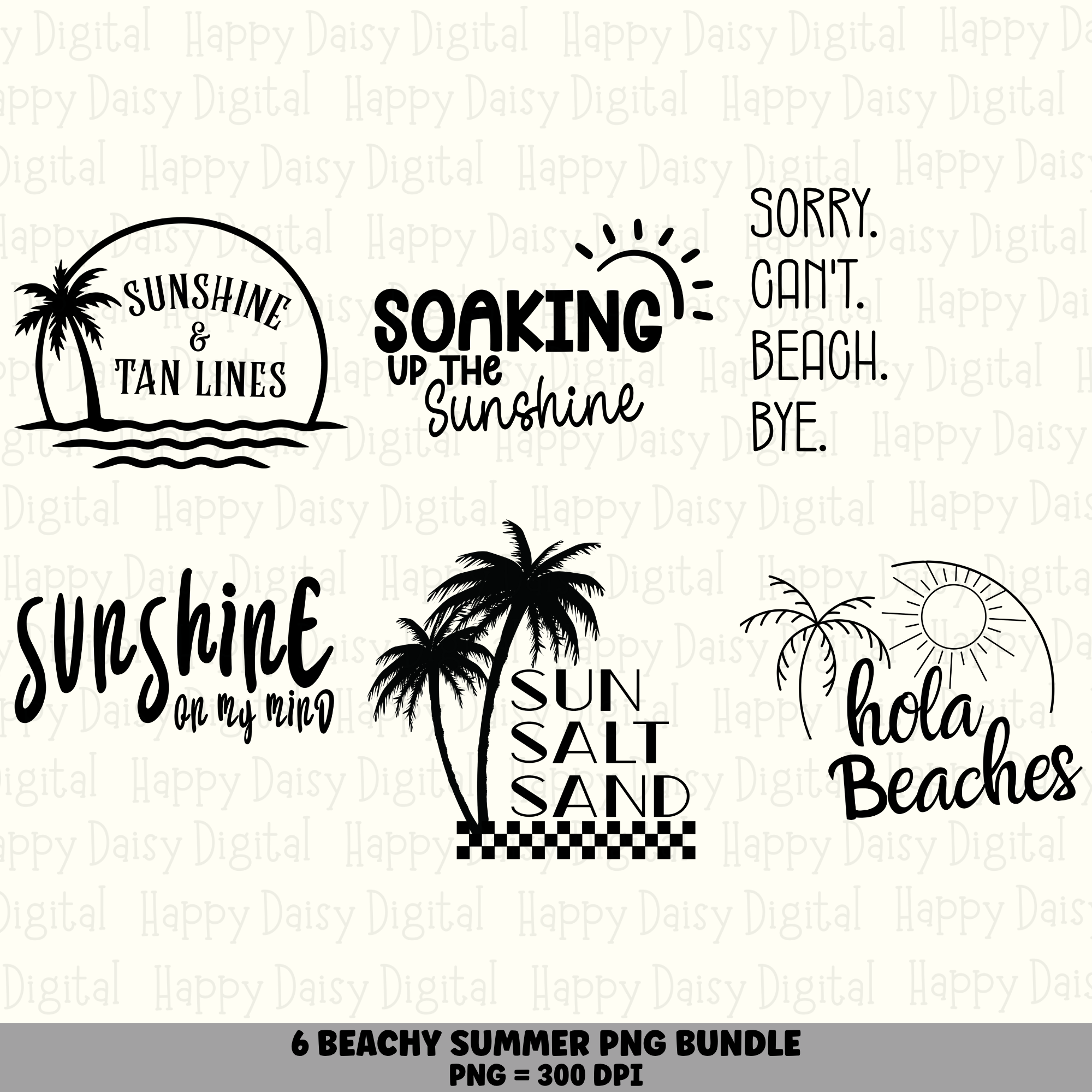 6 Beach Graphic PNG SVG Bundle Beach Sayings
