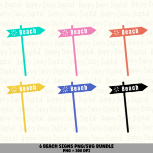6 Beach Sign PNG SVG Bundle Beach Quote Sublimation Cricut Silhouette Canva Commercial Use POD