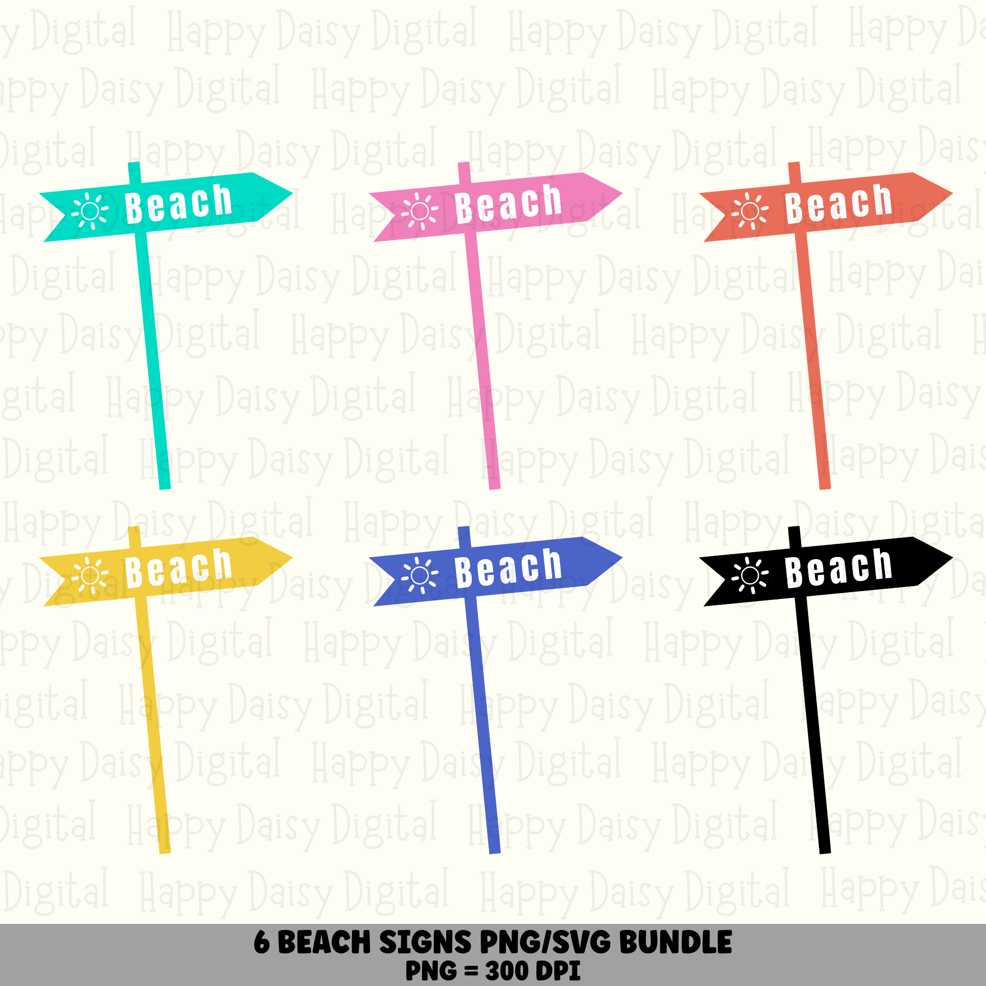 6 Beach Sign PNG SVG Bundle Beach Quote Sublimation Cricut Silhouette Canva Commercial Use POD