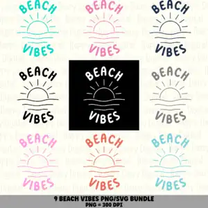 9 Beach Vibes PNG SVG Bundle Beach Quote