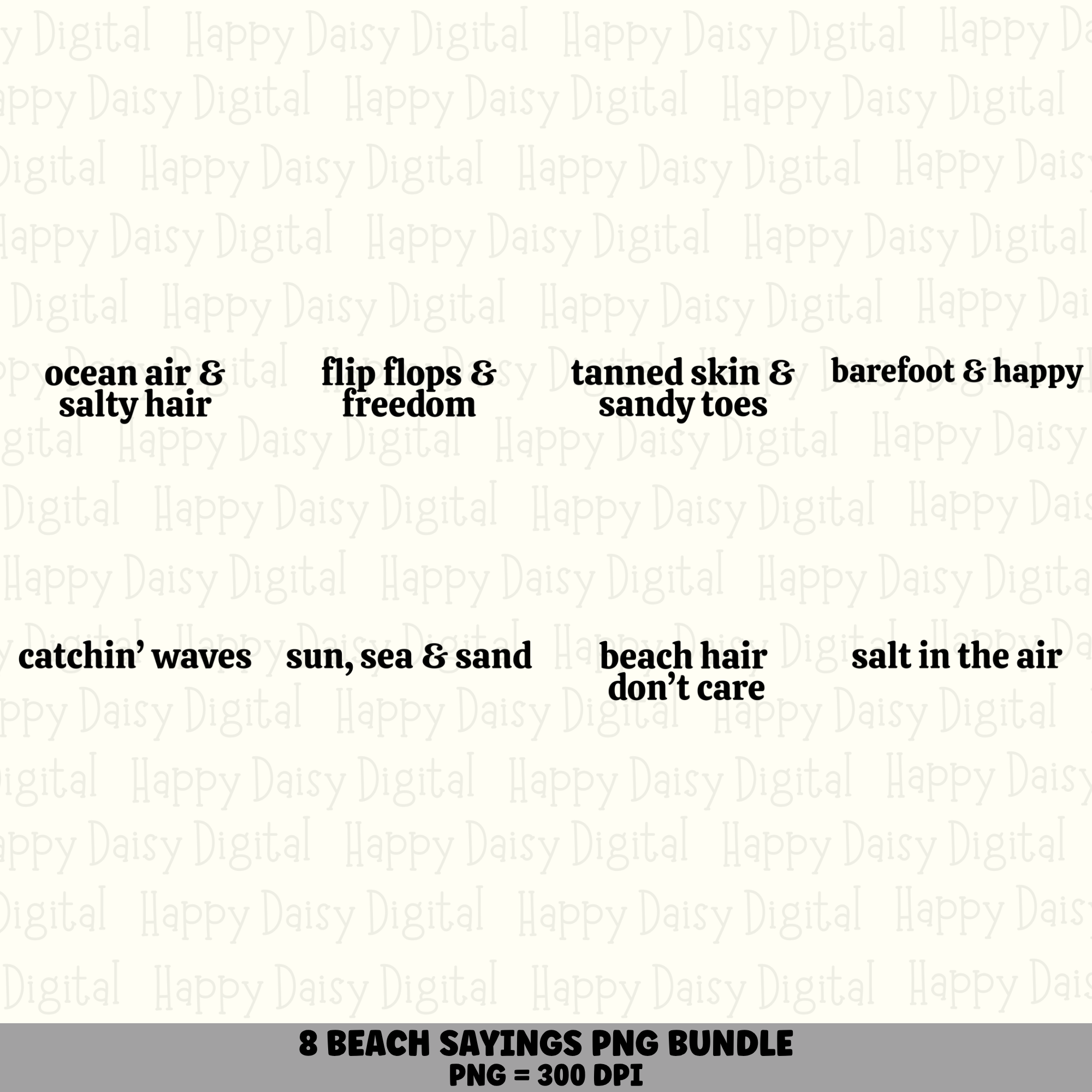 8 Beach Words PNG SVG Bundle Beach Sayings Sublimation Cricut Silhouette Canva Commercial Use POD