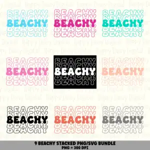 9 Beachy Stacked Text PNG SVG Bundle Beach Quote