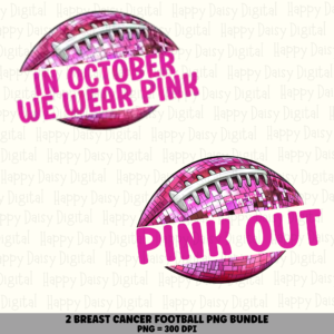 2 Breast Cancer Pink Football Designs Bundle