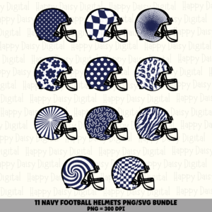 11 Football Helmet Patterns Navy PNG SVG Bundle | Navy Pattern Set Designs | Sublimation Cricut Digital Download