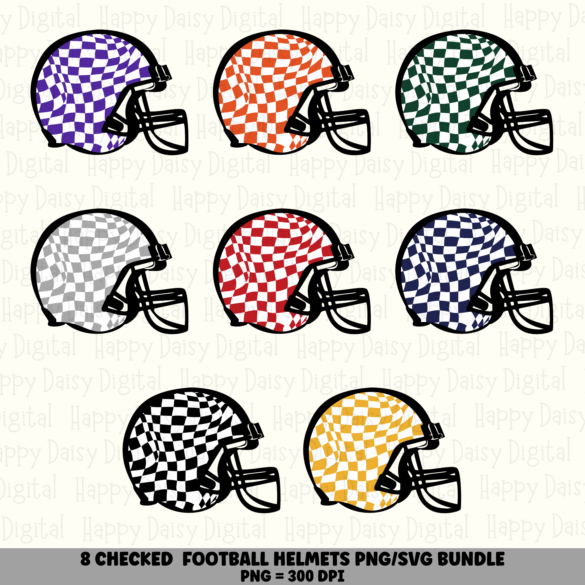 8 Football Helmet Checked PNG SVG Bundle | Checked Pattern Designs | Sublimation Cricut Digital Download