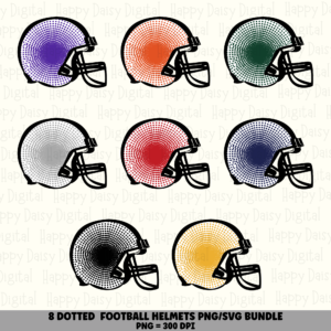 8 Football Helmet Halftone Dot PNG SVG Bundle | Halftone Dot Pattern Designs | Sublimation Cricut Digital Download
