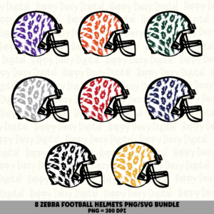 8 Football Helmet Leopard PNG SVG Bundle | Leopard Pattern Designs | Sublimation Cricut Digital Download