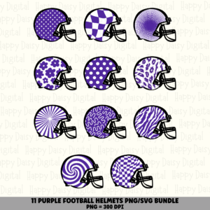 11 Football Helmet Patterns Purple PNG SVG Bundle | Purple Pattern Set Designs | Sublimation Cricut Digital Download