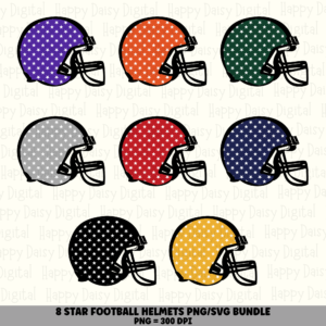 8 Football Helmet Star PNG SVG Bundle | Star Pattern Designs | Sublimation Cricut Digital Download