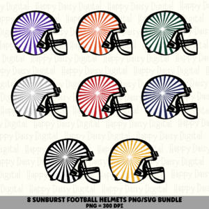 8 Football Helmet Sunburst PNG SVG Bundle | Sunburst Pattern Designs | Sublimation Cricut Digital Download