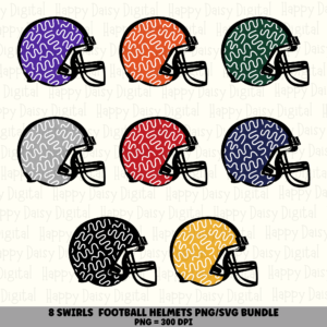 8 Football Helmet Squiggle PNG SVG Bundle | Squiggle Pattern Designs | Sublimation Cricut Digital Download