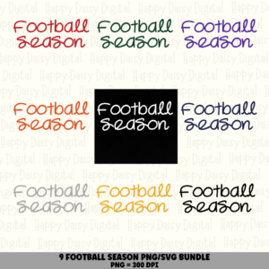 9 Football Season Text PNG SVG Bundle | Bubble/Varsity Style Designs | Sublimation Cricut Digital Download