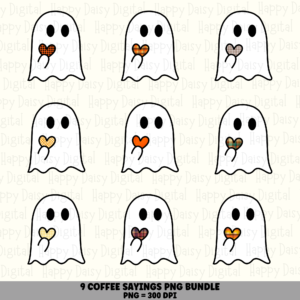 9 Halloween Fall Plaid Heart Ghost PNG SVG Bundle | Plaid Heart Ghost Designs | Sublimation Cricut Digital Download