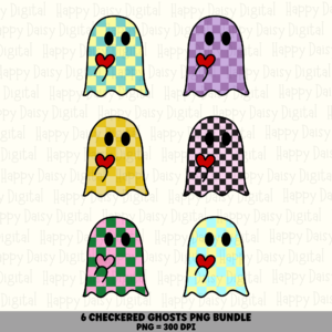 6 Ghost Plaid PNG Bundle | Plaid Ghost Halloween Designs | Sublimation Cricut Digital Download
