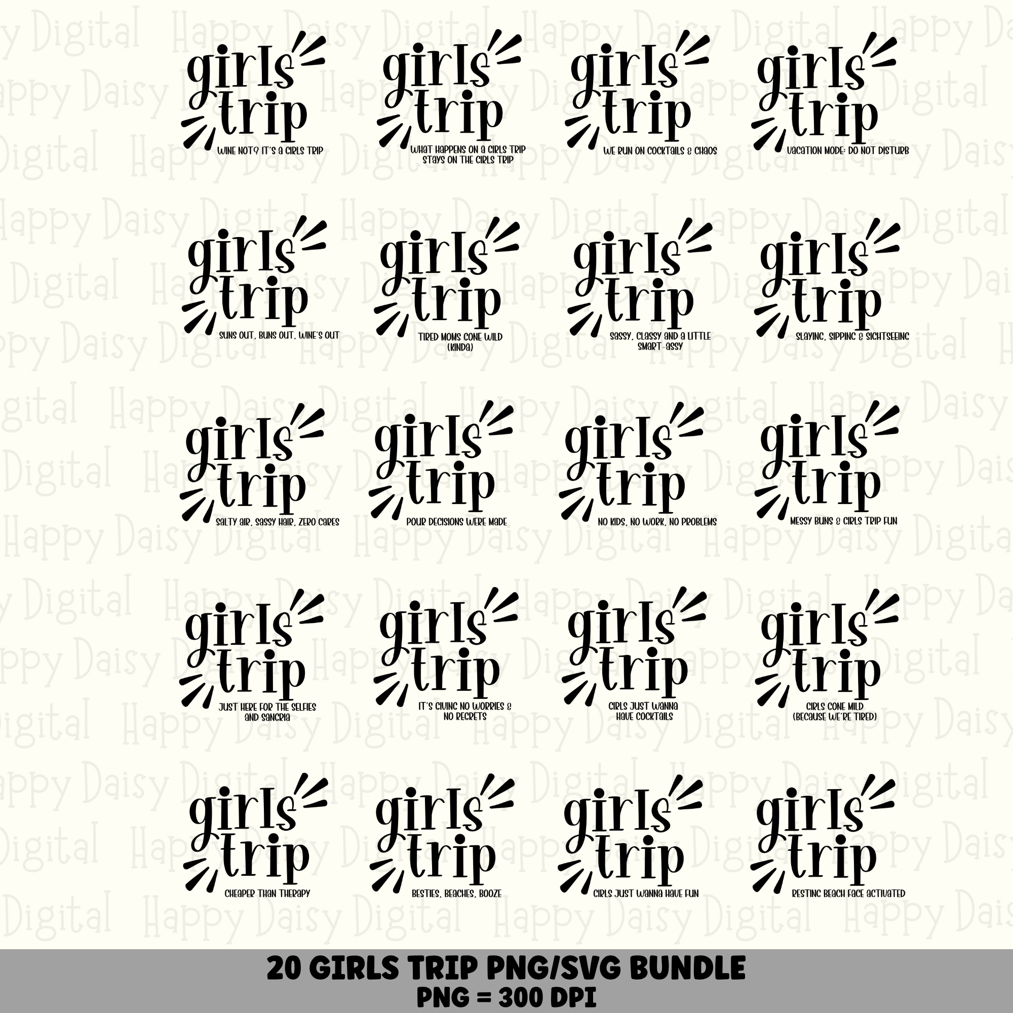 20 Girls Trip Sayings Bundle