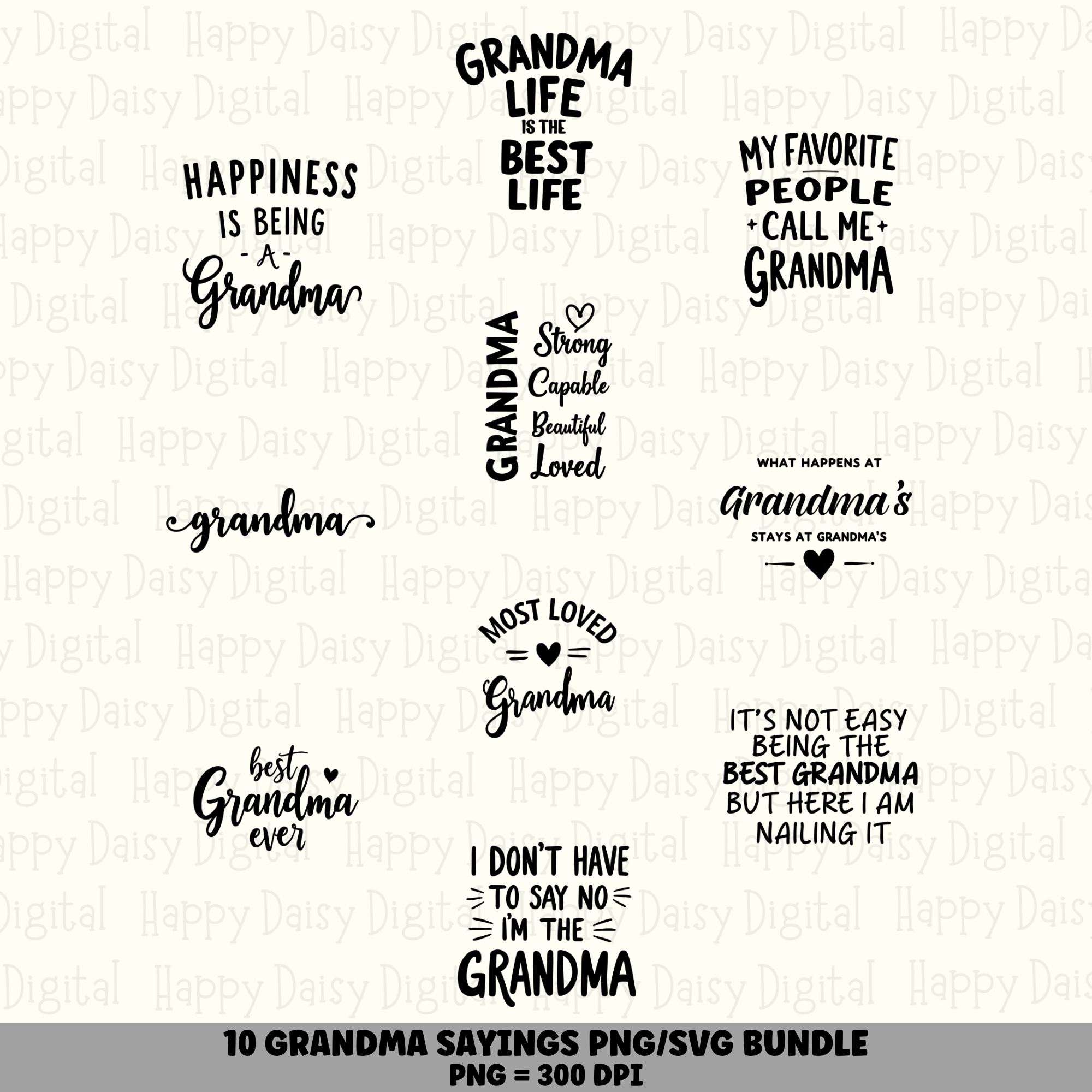 10 Grandma Sayings PNG SVG Bundle | Best Grandma Ever Designs | Sublimation Cricut Digital Download