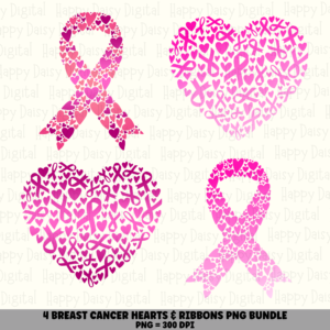 4 Heart Ribbon Pattern Designs Bundle