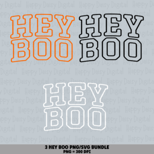 3 Hey Boo PNG SVG Bundle | Hey Boo Halloween Designs | Sublimation Cricut Digital Download