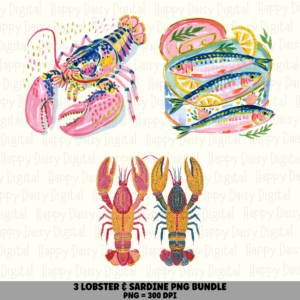 3 Lobster Beach Sayings PNG SVG Bundle Coastal Seafood Quotes