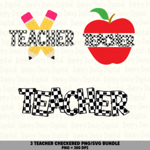 3 Teacher Checkered Designs Bundle
