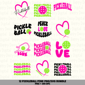 12 Pickleball Pink Designs Bundle