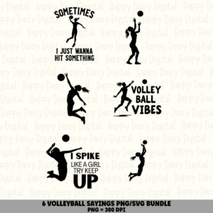 6 Volleyball Sayings PNG SVG Bundle | Hit Something Sayings Designs | Sublimation Cricut Digital Download