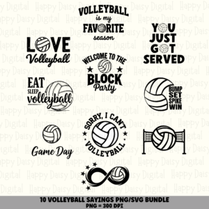 10 Volleyball Sayings PNG SVG Bundle | Favorite Season Sayings Designs | Sublimation Cricut Digital Download