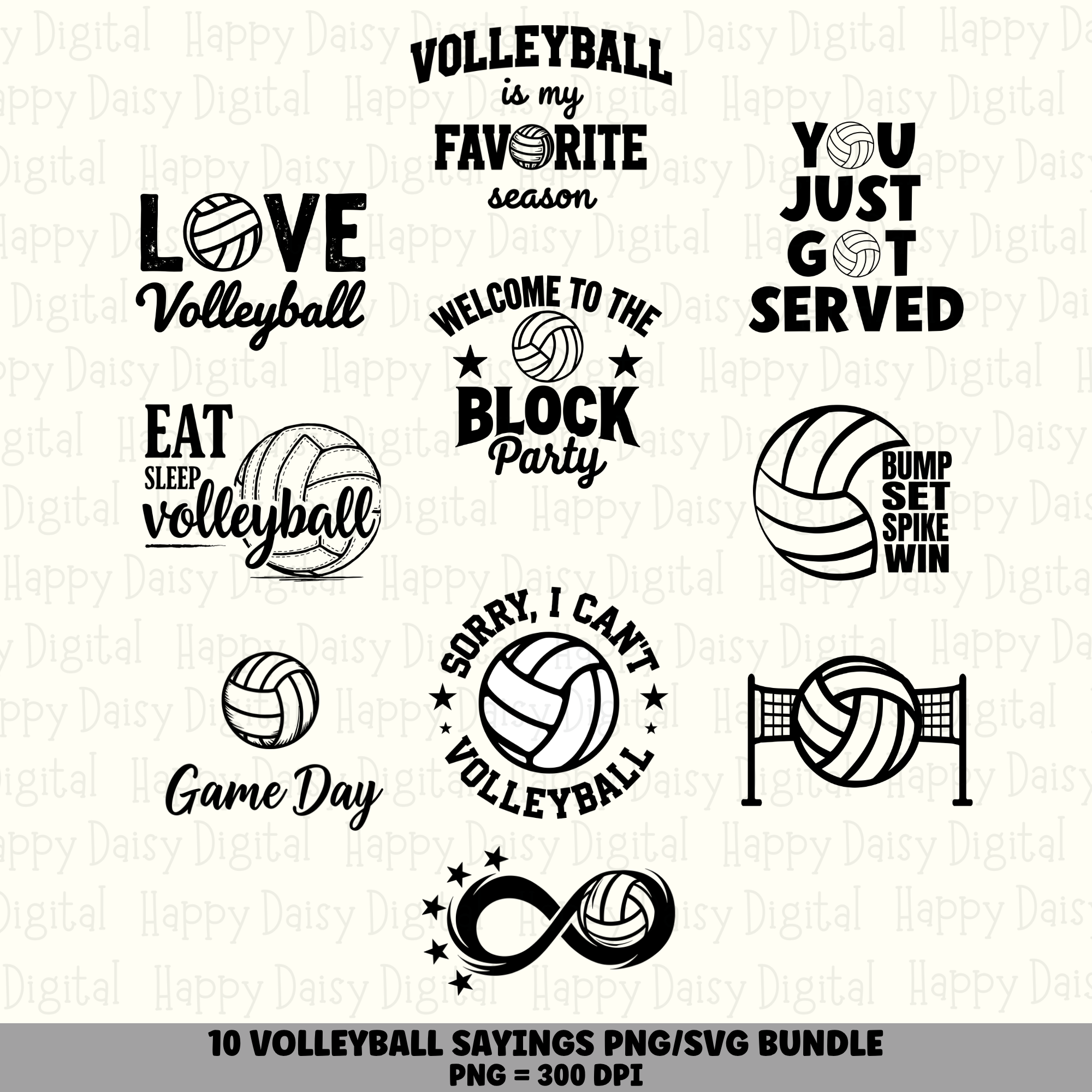 10 Volleyball Sayings PNG SVG Bundle | Favorite Season Sayings Designs | Sublimation Cricut Digital Download