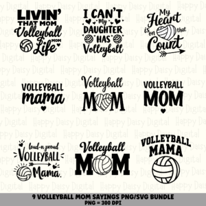 9 Volleyball Mom PNG SVG Bundle | Volleyball Mom Sayings Designs | Sublimation Cricut Digital Download