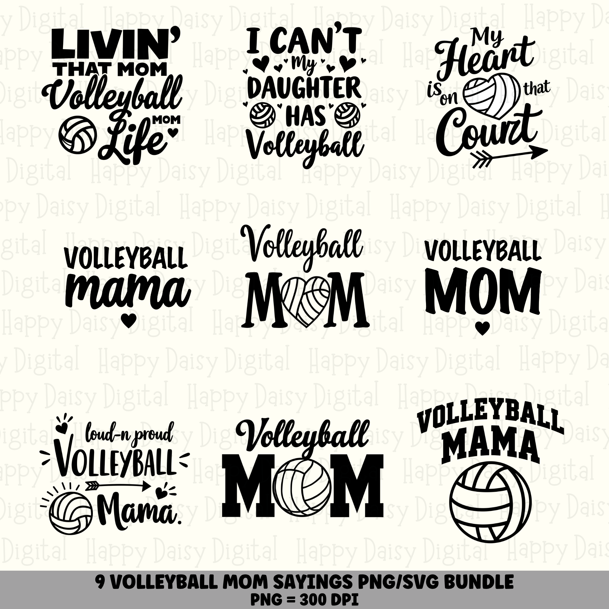 9 Volleyball Mom PNG SVG Bundle | Volleyball Mom Sayings Designs | Sublimation Cricut Digital Download