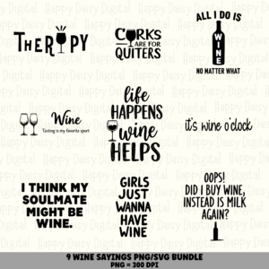 9 Wine Sayings Bundle