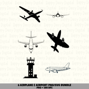 7 Airplane PNG SVG Bundle | Airport & Flight Vol 2 Designs | Sublimation Cricut Digital Download