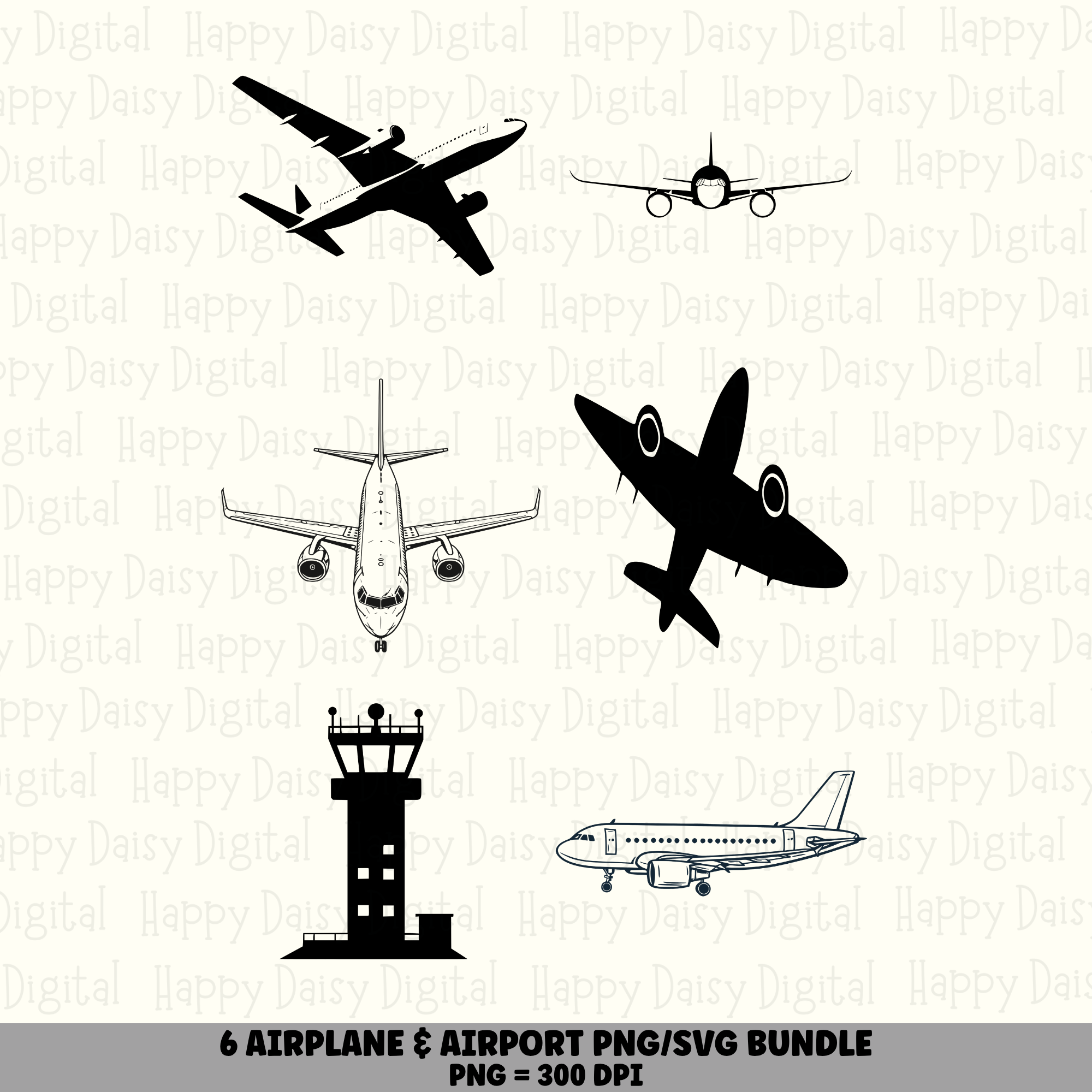 7 Airplane PNG SVG Bundle | Airport & Flight Vol 2 Designs | Sublimation Cricut Digital Download
