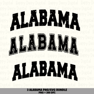 3 Alabama PNG SVG Bundle | Alabama Curved Vol 1 Designs | Sublimation Cricut Digital Download