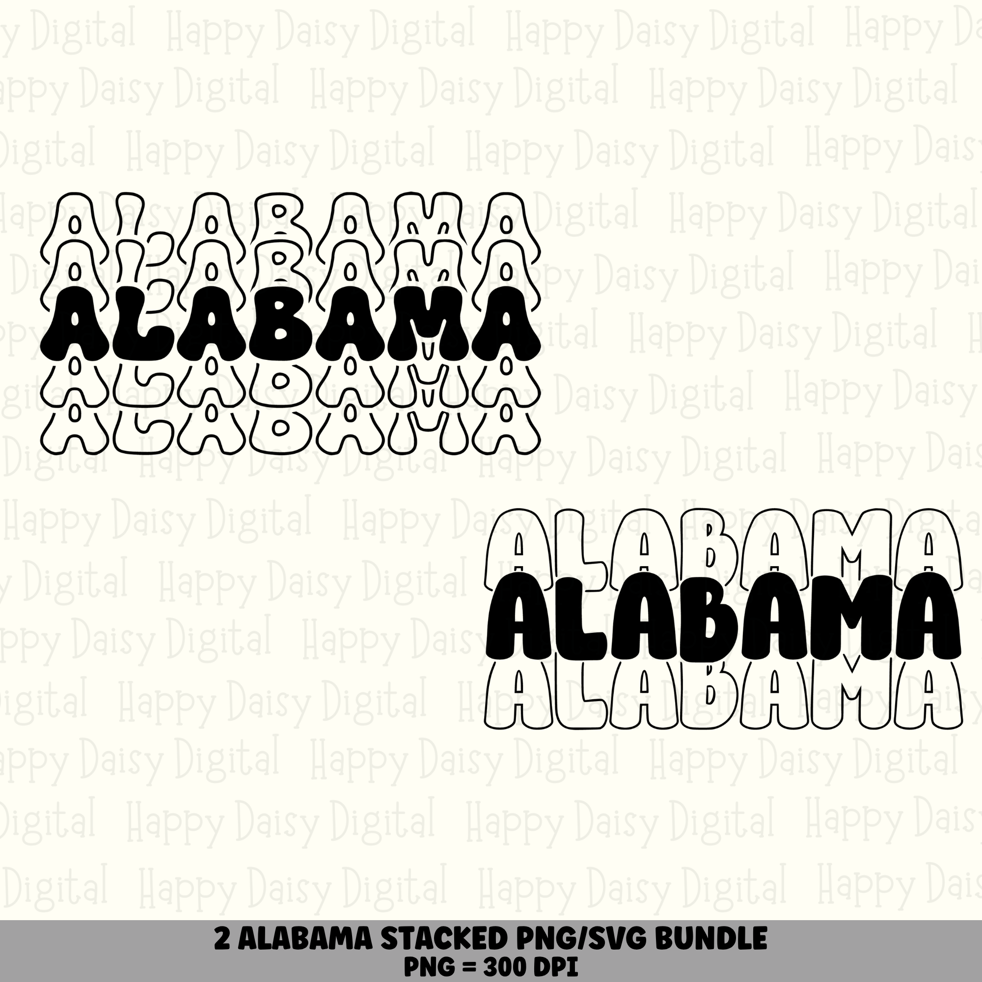 2 Alabama PNG SVG Bundle | Alabama Stacked Vol 2 Designs | Sublimation Cricut Digital Download