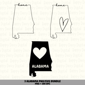 3 Alabama PNG SVG Bundle | Alabama State Home Vol 3 Designs | Sublimation Cricut Digital Download