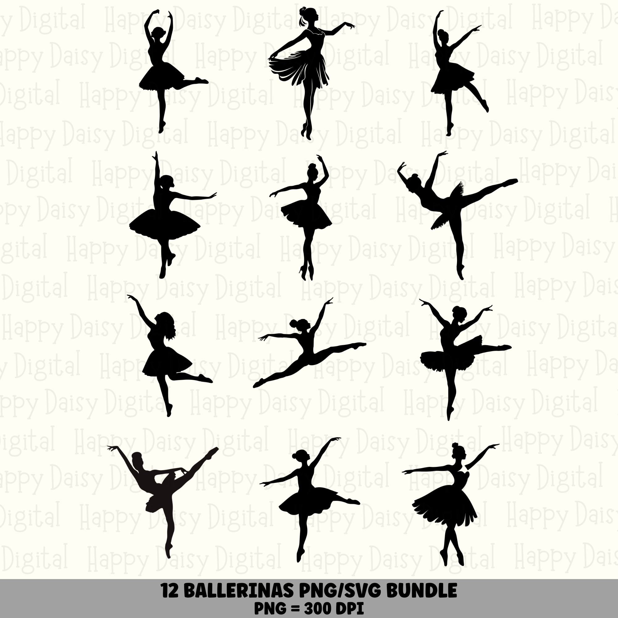 12 Ballerina PNG SVG Bundle | Ballet Dancer Designs | Sublimation Cricut Digital Download