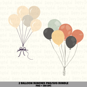 2 Balloon Bouquet PNG SVG Bundle | Balloon Bouquet Designs | Sublimation Cricut Digital Download