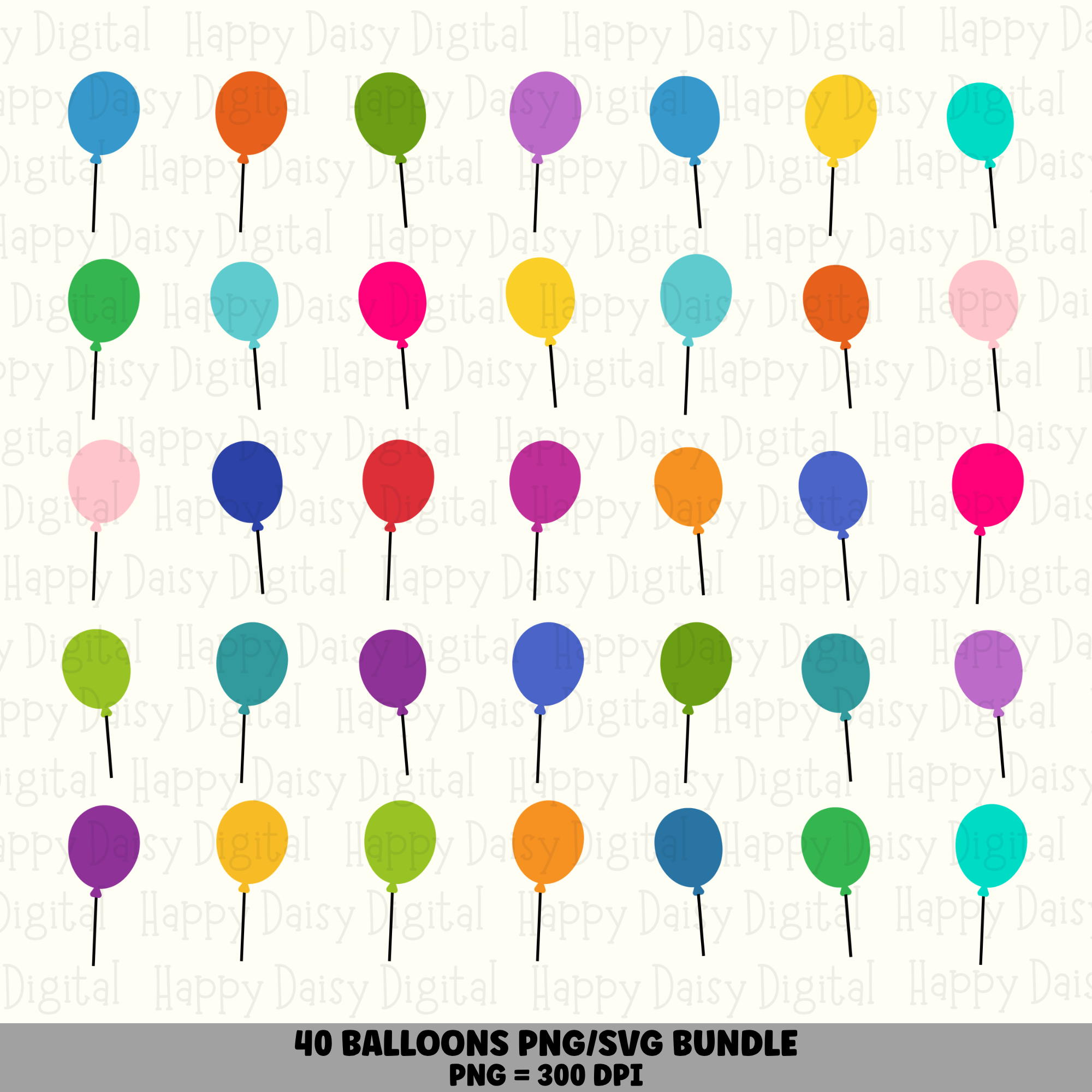 41 Balloon PNG SVG Bundle | Color Balloon Collection Designs | Sublimation Cricut Digital Download