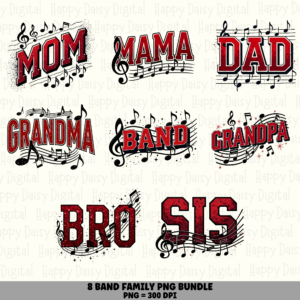 8 Band Family PNG Bundle | Marching Band Family Designs | Sublimation Cricut Digital Download