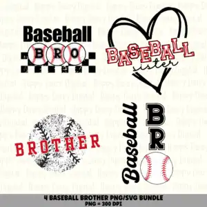 4 Baseball Brother PNG SVG Bundle | Brother Designs | Sublimation Cricut Digital Download