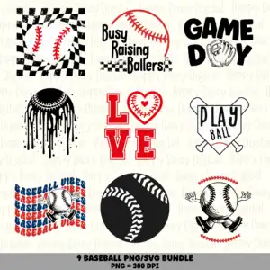 9 Baseball PNG SVG Bundle | Sayings Vol 2 Designs | Sublimation Cricut Digital Download