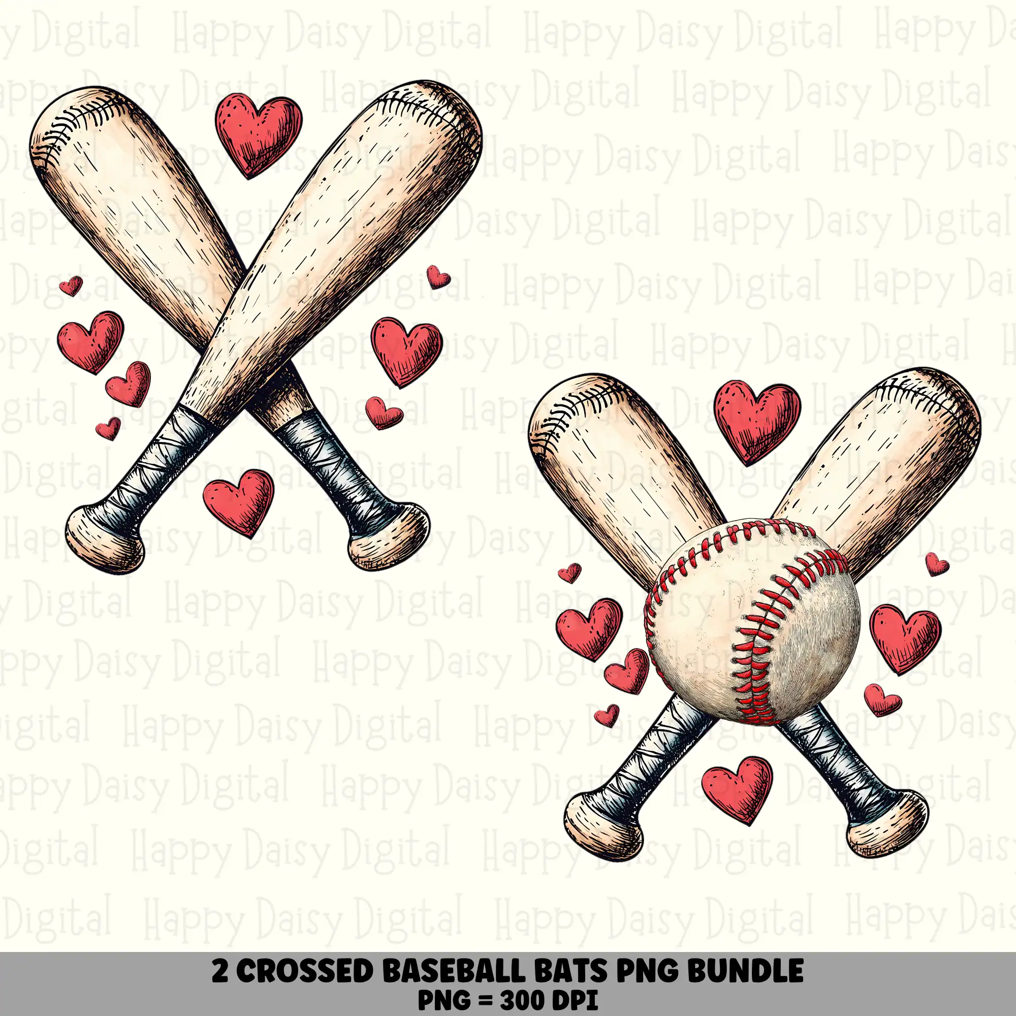 2 Baseball Crossed Bats PNG Bundle | Crossed Bats Designs | Sublimation Cricut Digital Download