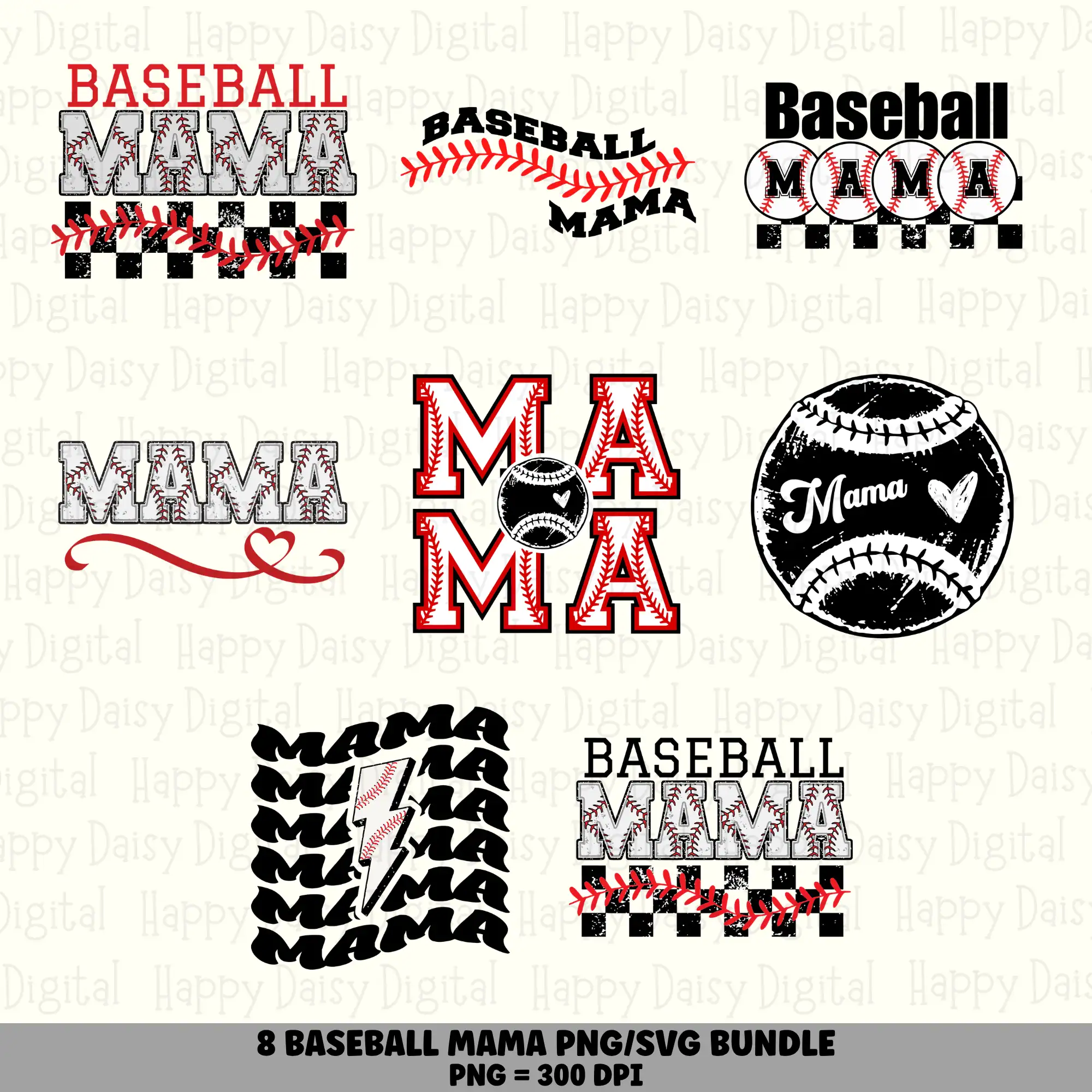 8 Baseball Mama PNG SVG Bundle | Mama Sayings Designs | Sublimation Cricut Digital Download