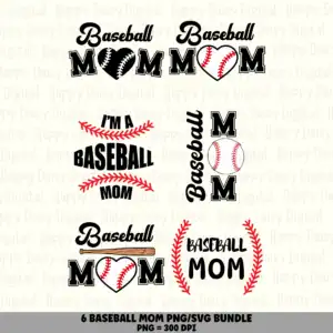6 Baseball Mom PNG SVG Bundle | Mom Sayings Designs | Sublimation Cricut Digital Download
