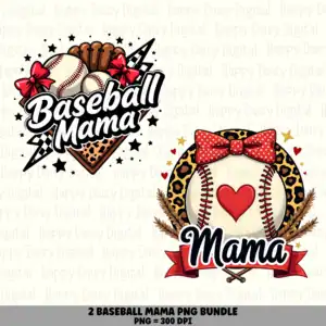 2 Baseball Mama PNG Bundle | Mama Leopard & Lightning Designs | Sublimation Cricut Digital Download