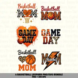 6 Basketball PNG Bundle | Leopard Mom Designs | Sublimation Cricut Digital Download