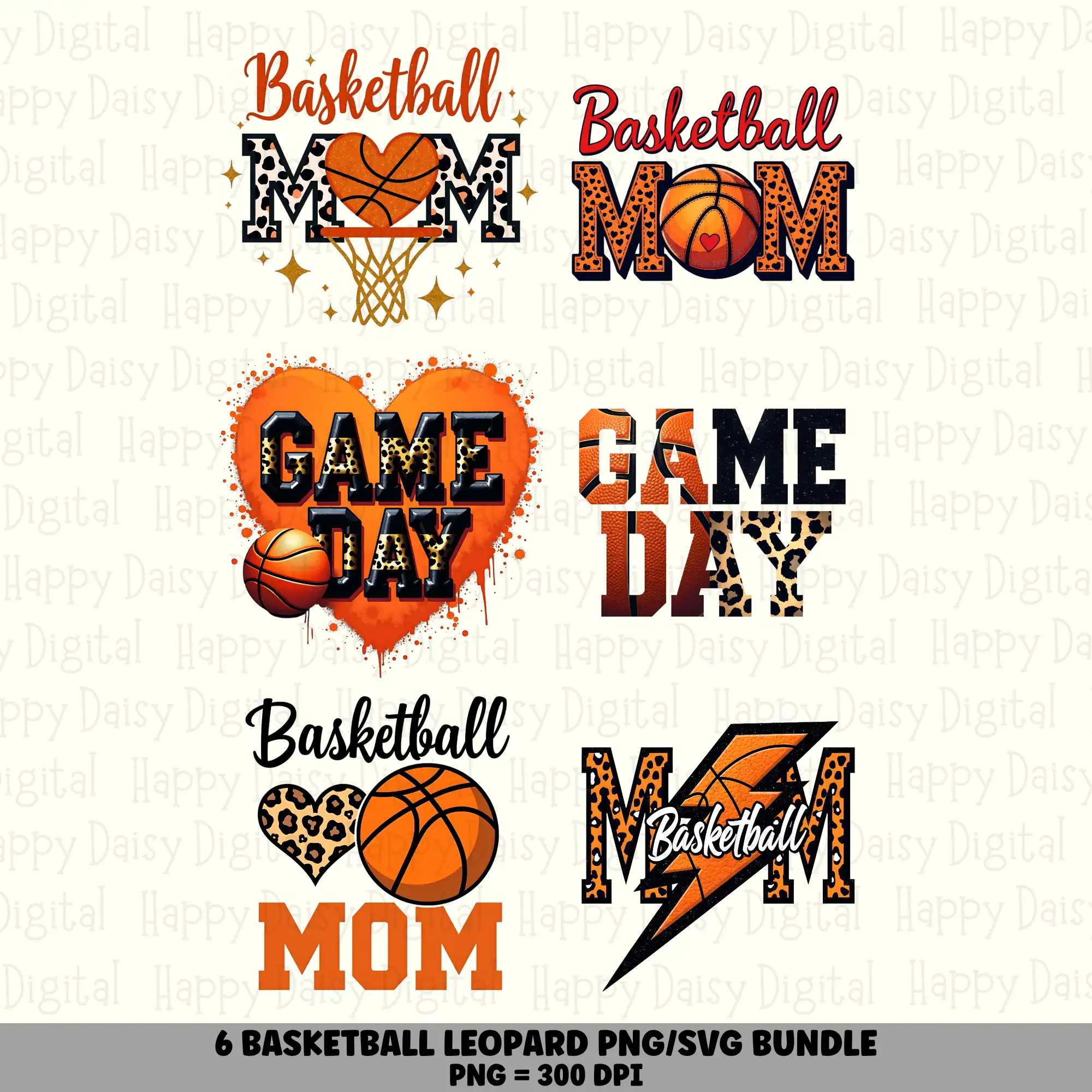 6 Basketball PNG Bundle | Leopard Mom Designs | Sublimation Cricut Digital Download