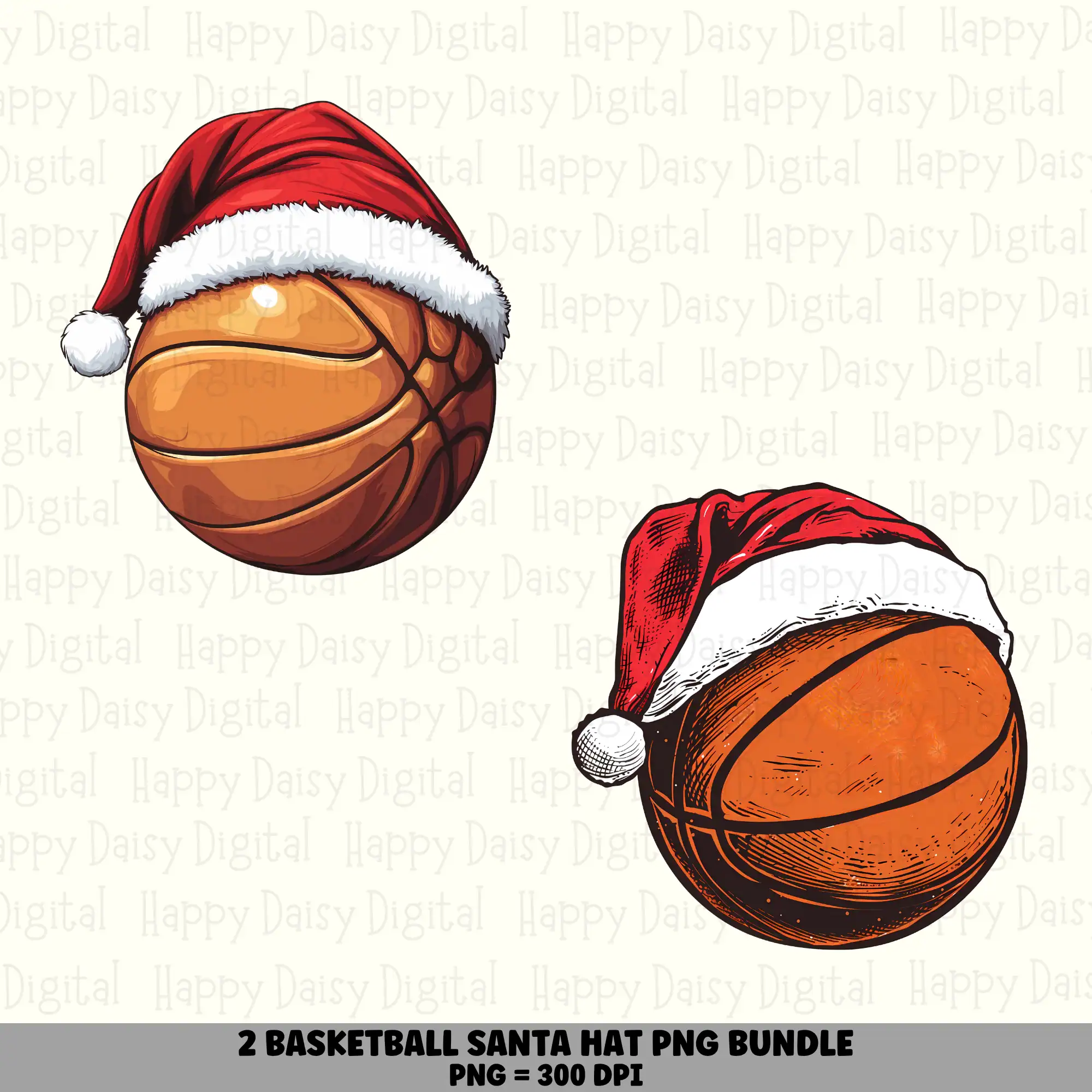 2 Basketball PNG Bundle | with Santa Hat Designs | Sublimation Cricut Digital Download